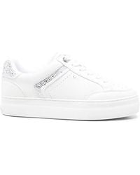 Guess - Rhinestone-Embellished Leather Sneakers - Lyst