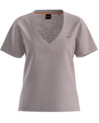 BOSS - Vネック リネンtシャツ - Lyst