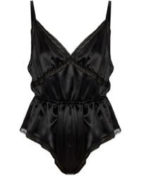 Dolce & Gabbana - Body Satiné À Bords En Dentelle - Lyst