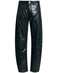 DUCIE - Billie Python-Embossed Leather Trousers - Lyst