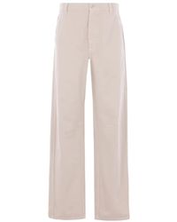 Brunello Cucinelli - Button-Zip Logo-Patch Trousers - Lyst