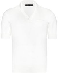Dolce & Gabbana - Logo-Embroidered Silk Polo Shirt - Lyst