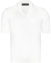 Dolce & Gabbana - Logo-Embroidered Silk Polo Shirt - Lyst