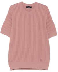 Dolce & Gabbana - Kabelgebreide Trui Met Korte Mouwen - Lyst