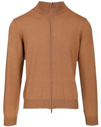 Al Duca d'Aosta - Zip-Up Ribbed-Trim Sweater - Lyst