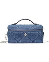 Tory Burch - Kira Diamond Quilt Denim Vanity Case - Lyst