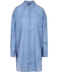 TOTEME - Monogram-Embroidered Mini Dress - Lyst