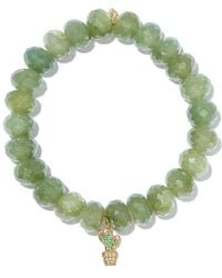 Sydney Evan - 14Kt Silverite Cactus Charm Beaded Bracelet - Lyst