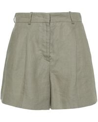 Kiton - Pleated Detail Linen Shorts - Lyst