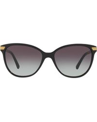 Burberry - Check Detail Round Sunglasses - Lyst