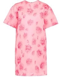 MSGM - Rose-Print T-Shirt Dress - Lyst