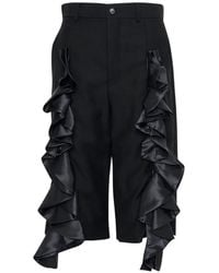Noir Kei Ninomiya - Ruffle-Trimmed Cropped Trousers - Lyst