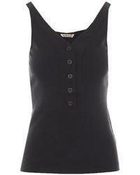 AURALEE - V-Neck Ribbed Tank Top - Lyst