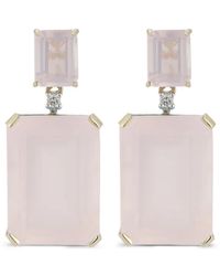Mateo - Rose Quartz And Diamond Drop Earrings - Lyst