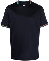 Paul Smith - T-Shirt Met Gestreepte Afwerking - Lyst