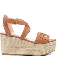 Liu Jo - Logo-Plaque Wedge Sandals - Lyst