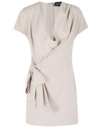 FEDERICA TOSI - Draped V-Neck Mini Dress - Lyst