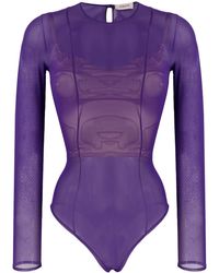 Murmur Shade Semi-sheer Bodysuit - Purple