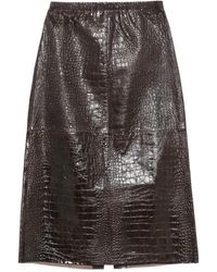 Alysi - Croc-Effect Leather Midi Skirt - Lyst