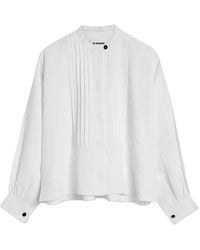 Jil Sander - Relaxed-Fit Linen Top With High Neckline - Lyst