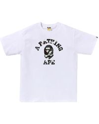 A Bathing Ape - T-Shirt Met Camouflageprint En Aapdetail - Lyst