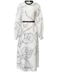 Fabiana Filippi - Floral-Print Belted Midi Dress - Lyst