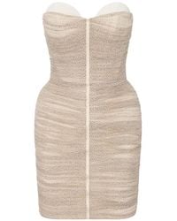 Elisabetta Franchi - Polka-Dot Draped Silk Dress - Lyst