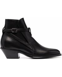 Saint Laurent - Buckle-detail Leather Ankle Boots - Lyst
