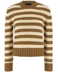 A.P.C. - Striped Crew-Neck Knitted Sweater - Lyst