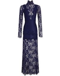 Rabanne - Maxi-Jurk Met Vlakken Van Kant En Hoge Hals - Lyst
