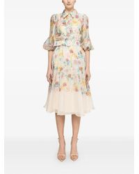 Nissa - Printed Organza Midi Dress - Lyst