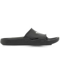 Emporio Armani - Logo-Print Slip-On Sandals - Lyst