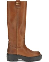 Miu Miu - Block-Heel Knee-High Boots - Lyst