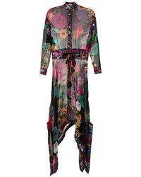 Amir Slama - Floral Print Silk Long Dress - Lyst