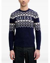 Guess - Pull En Maille Fair Isle À Col Rond - Lyst