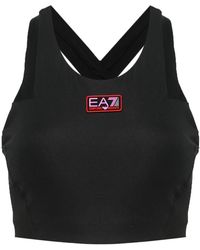 EA7 - Logo-Detail Sports Bra - Lyst