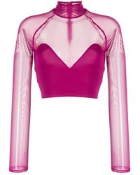 Fleur du Mal - Mesh-Oberteil Mit Stehkragen - Lyst
