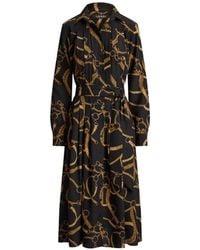Ralph Lauren - Belting-Print Pleated Shirt Midi Dress - Lyst