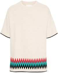 Jil Sander - T-shirt à motif zig-zag en maille intarsia - Lyst