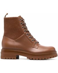 Gianvito Rossi - Martis 20 Ribbed-Detail Combat Boots - Lyst