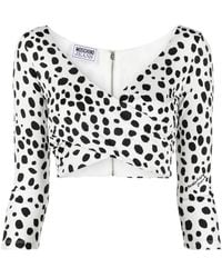 Moschino - Top Corto Con Estampado De Dálmata - Lyst