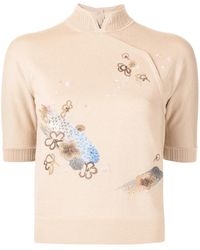 Shiatzy Chen - Embroidered Band Collar Knitted Top - Lyst