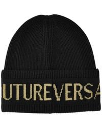 Versace Jeans Couture - Logo-Detail Ribbed-Knit Beanie - Lyst
