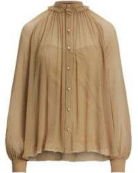 Ralph Lauren - Silk Gathered Blouse - Lyst