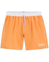 BOSS - Drawstring-Fastening Side-Stripe Swim Shorts - Lyst