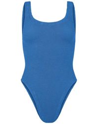 Hunza G - Square-neck Textured Swimsuit - Women's - Nylon/spandex/elastane - Lyst