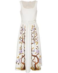 Adam Lippes - Tree Of Life-Print Cotton Poplin Midi Dress - Lyst