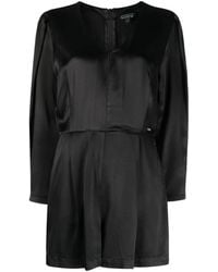 ARMANI EXCHANGE - Logo-Plaque Satin-Finish Jumpsuit - Lyst