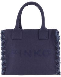 Pinko - Frayed Lettering Medium Tote Bag - Lyst