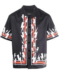 Neil Barrett - Thunderbolt-Print Cotton Bowling Shirt - Lyst